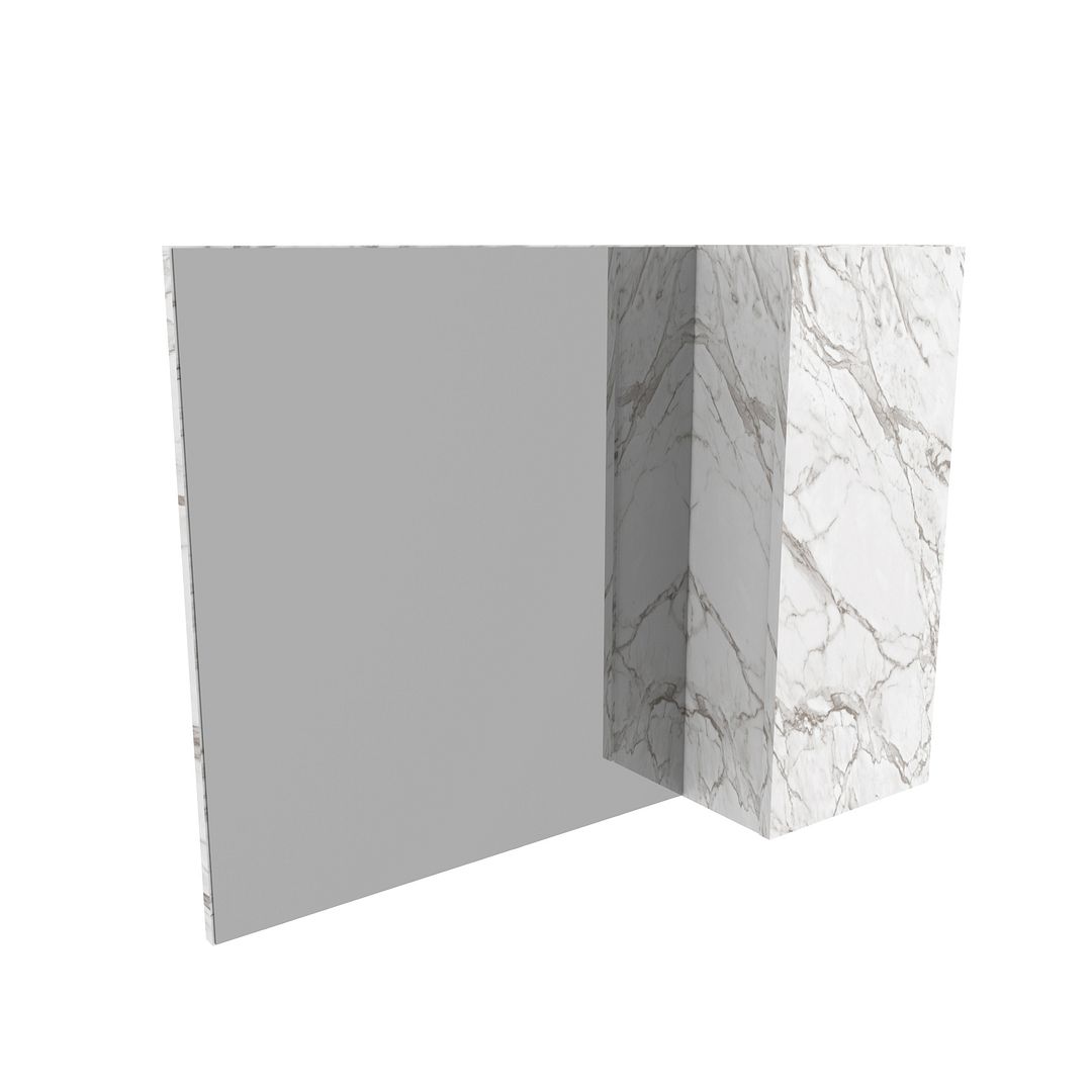 Conjunto de Banheiro com Balcão Gabinete 2 Gavetas e Espelho Suspenso  80cm com 1 Porta Lateral MDP Branco