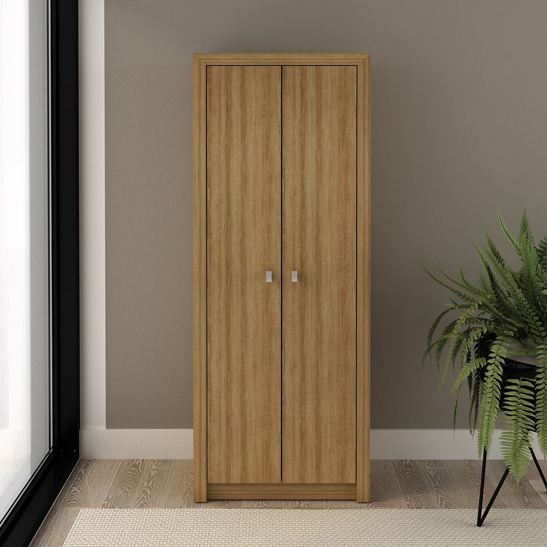 Conjunto de Escritório com Balcão 2 Portas e Armário com 2 Portas 5 Prateleiras MDP Amêndoa Tecnomobili