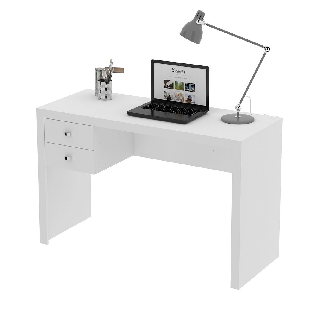 Mesa para Escritório 117cm com 2 gavetas MDP Branco Tecnomobili