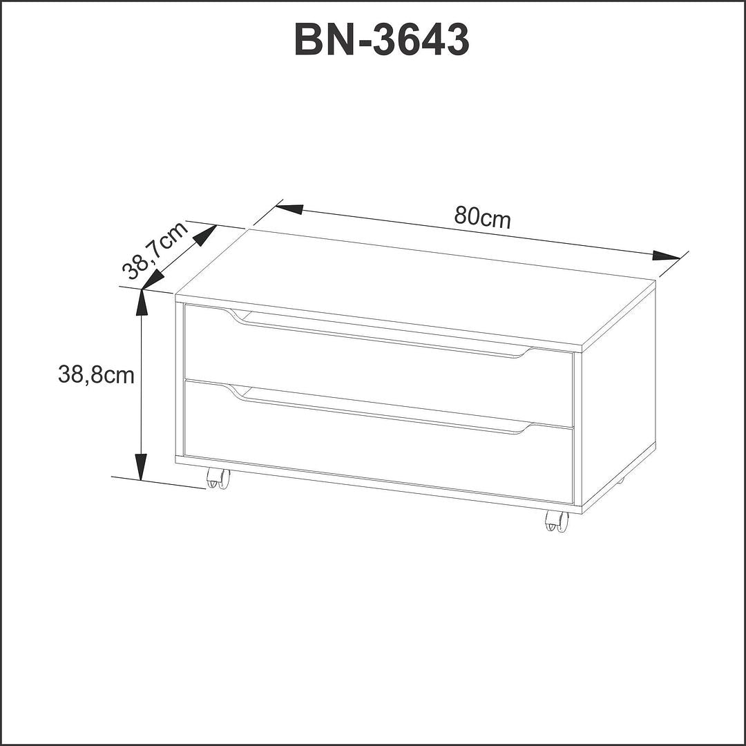 Balcão Gabinete para Banheiro com 2 Gavetas MDP Amêndoa/Branco 4 Pés Rodízios Tecnomobili