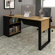 Mesa para Escritório 160cm com 2 Prateleiras MDP Reversível Amêndoa/Preto Tecnomobili