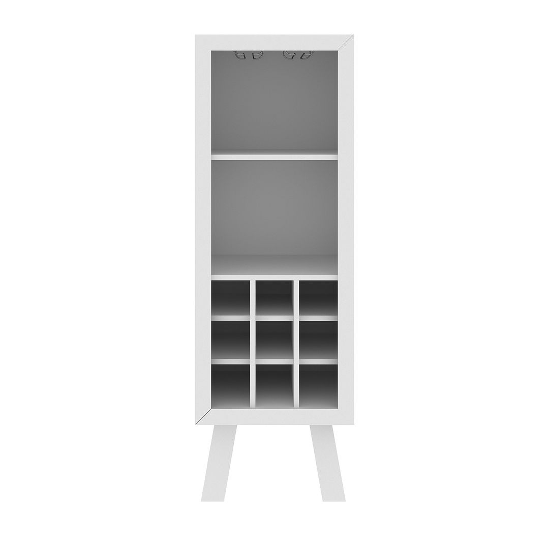 Adega Bar para 9 Garrafas MDP Branco com 2 Porta Taças Tecnomobili