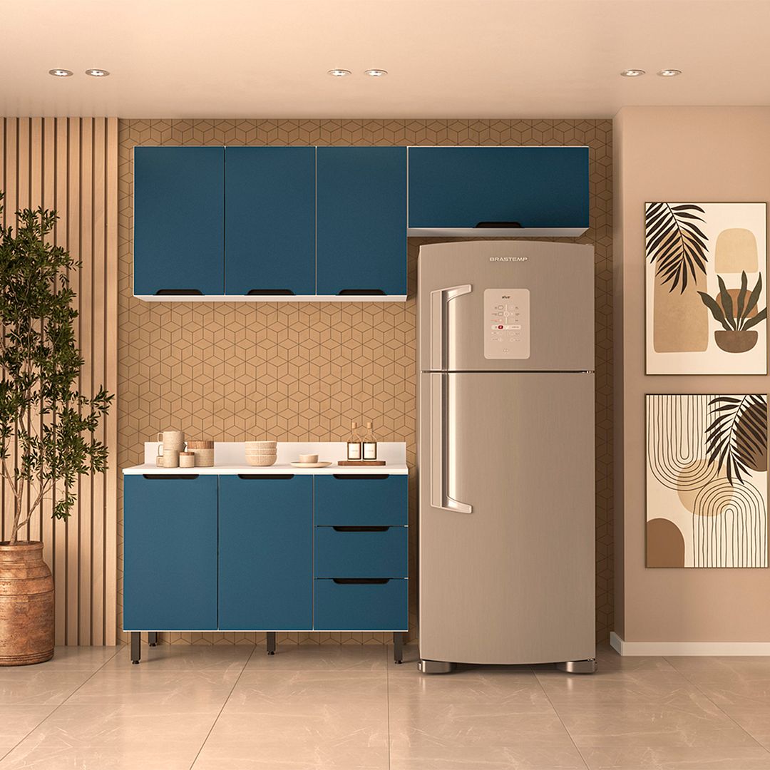 Cozinha Completa 3 Peças 225x200cm Com Design Compacto E Pintura Uv Em Mdp/mdf Politorno