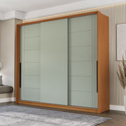 Guarda-Roupa 3 Portas De Correr 4 Gavetas 220cm Com Corrediça Telescópica Em Mdp/mdf Politorno