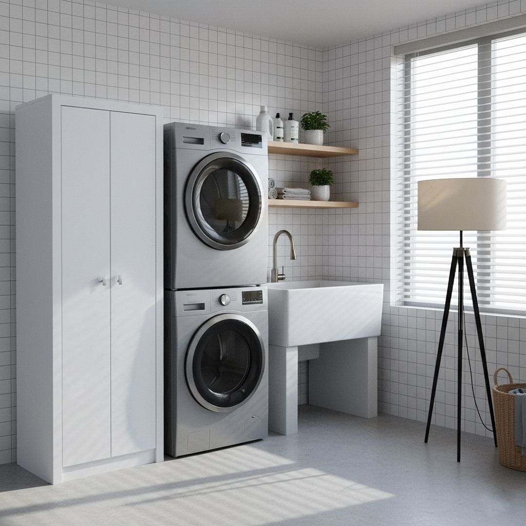 Armário Multiuso com 2 Portas e 5 Prateleiras MDP Branco Tecnomobilli