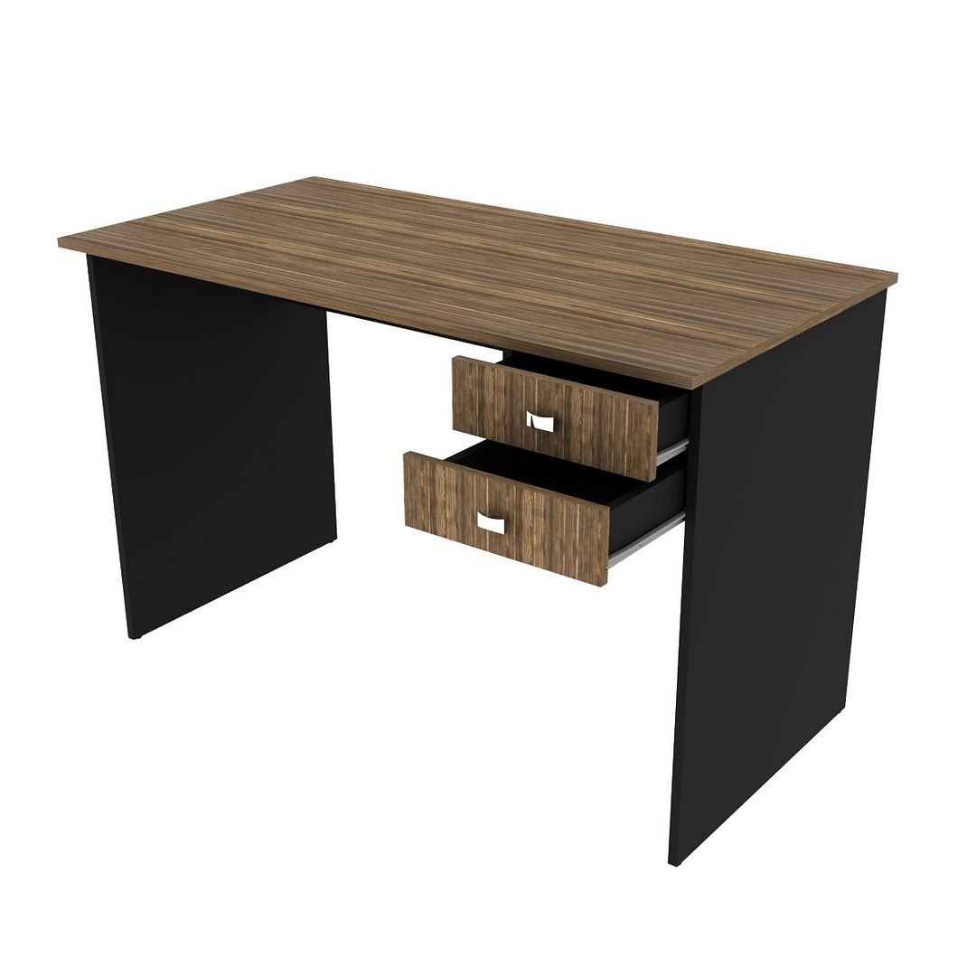 Mesa para Escritório 117cm com 2 Gavetas MDP Nogal/Preto Tecnomobili