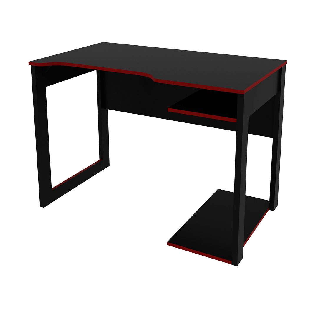 Mesa Gamer 105cm com 1 Prateleira e Porta CPU Nicho Aberto MDP Preto/Vermelho Tecnomobili