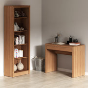 Conjunto de Escritório com Estante com 5 Prateleiras e Mesa 90cm com 1 Gaveta MDP Amêndoa Tecnomobili