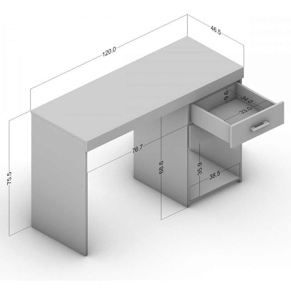 Mesa Para Escritório 120cm Com Tampo Resistente E Design Funcional Em Mdp Politorno