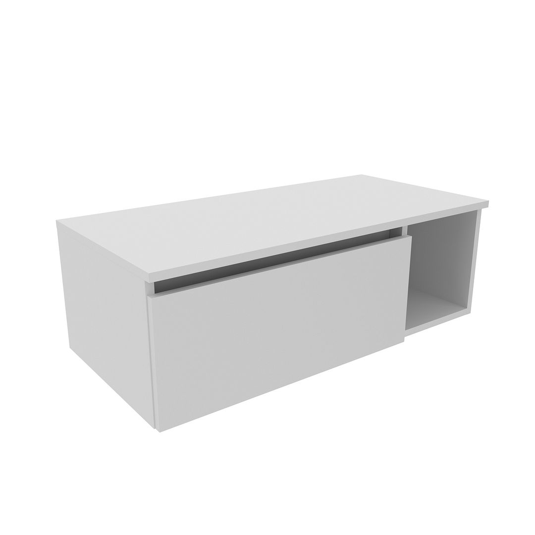 Conjunto de Banheiro com Balcão Gabinete Suspenso 1 Porta e Espelho Suspenso 1 Porta Lateral MDP Branco Tecnomobili
