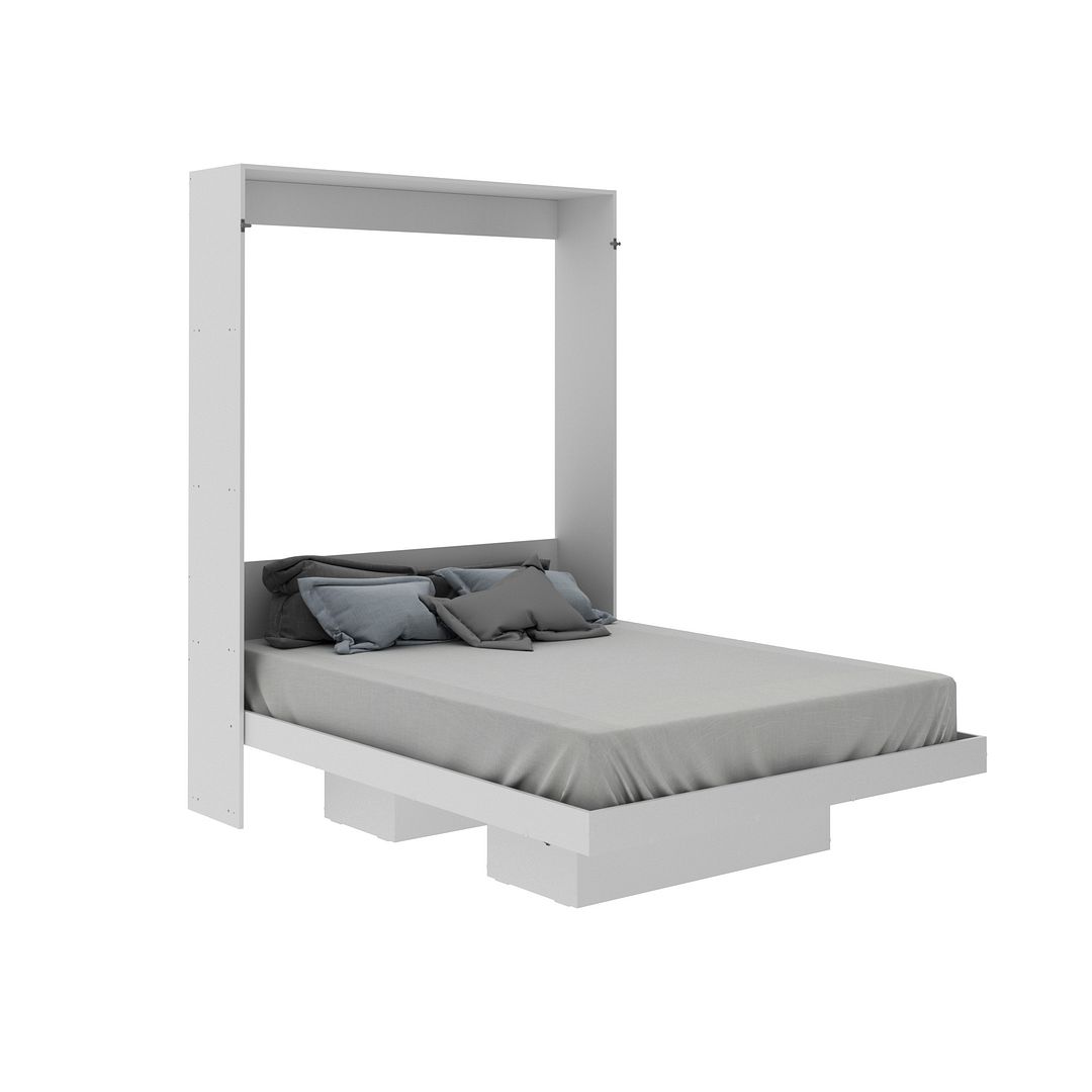 Cama Articulada Vertical Casal de Parede com 2 Nichos MDP Branco Até 240kg Tecnomobili