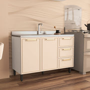 Balcão De Cozinha 2 Portas E 3 Gavetas 120cm Com Acabamento Ff E Pintura Uv Em Mdp/mdf Politorno