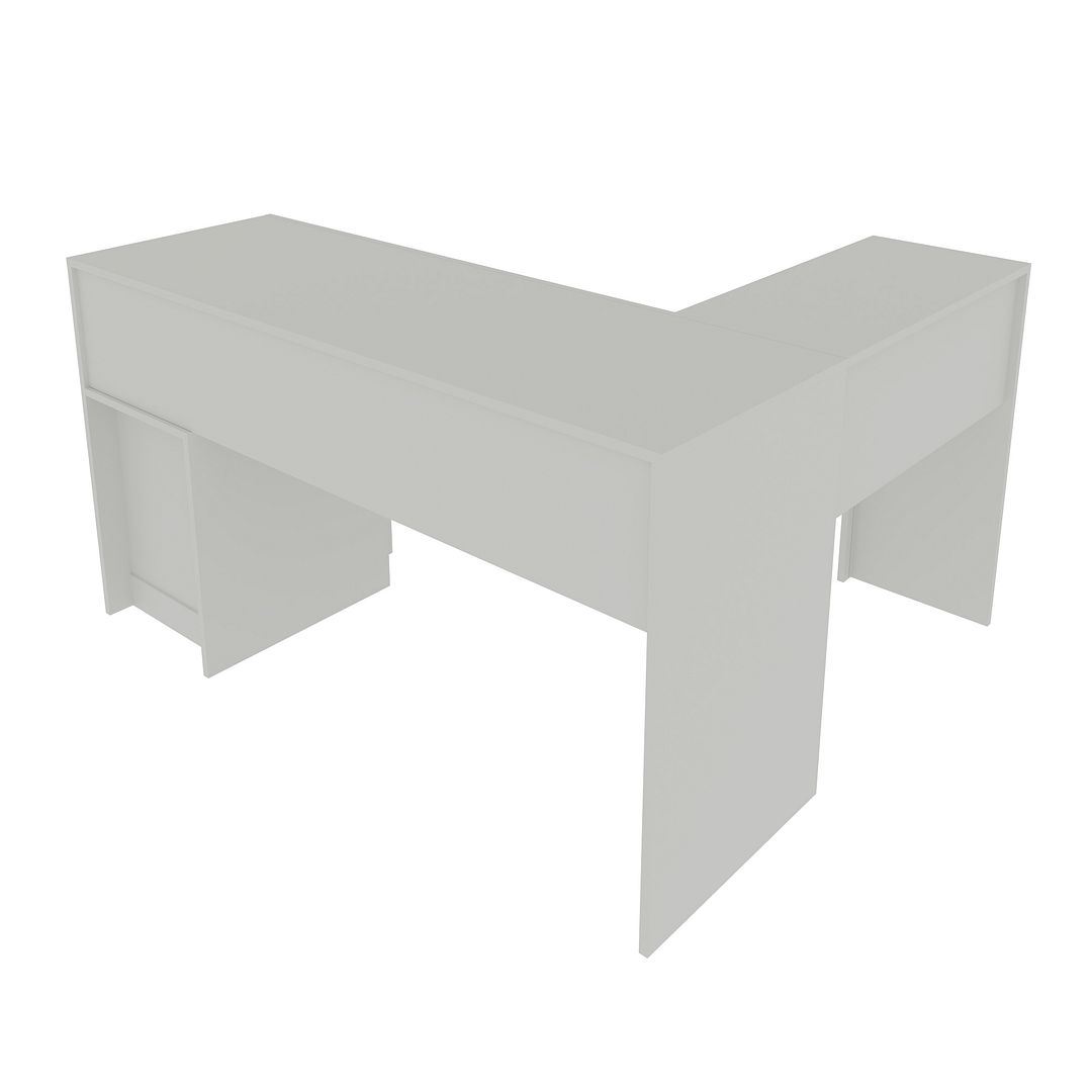 Mesa para Escritório 138,5cm Formato em L com 2 Gavetas MDP Branco Tecnomobili