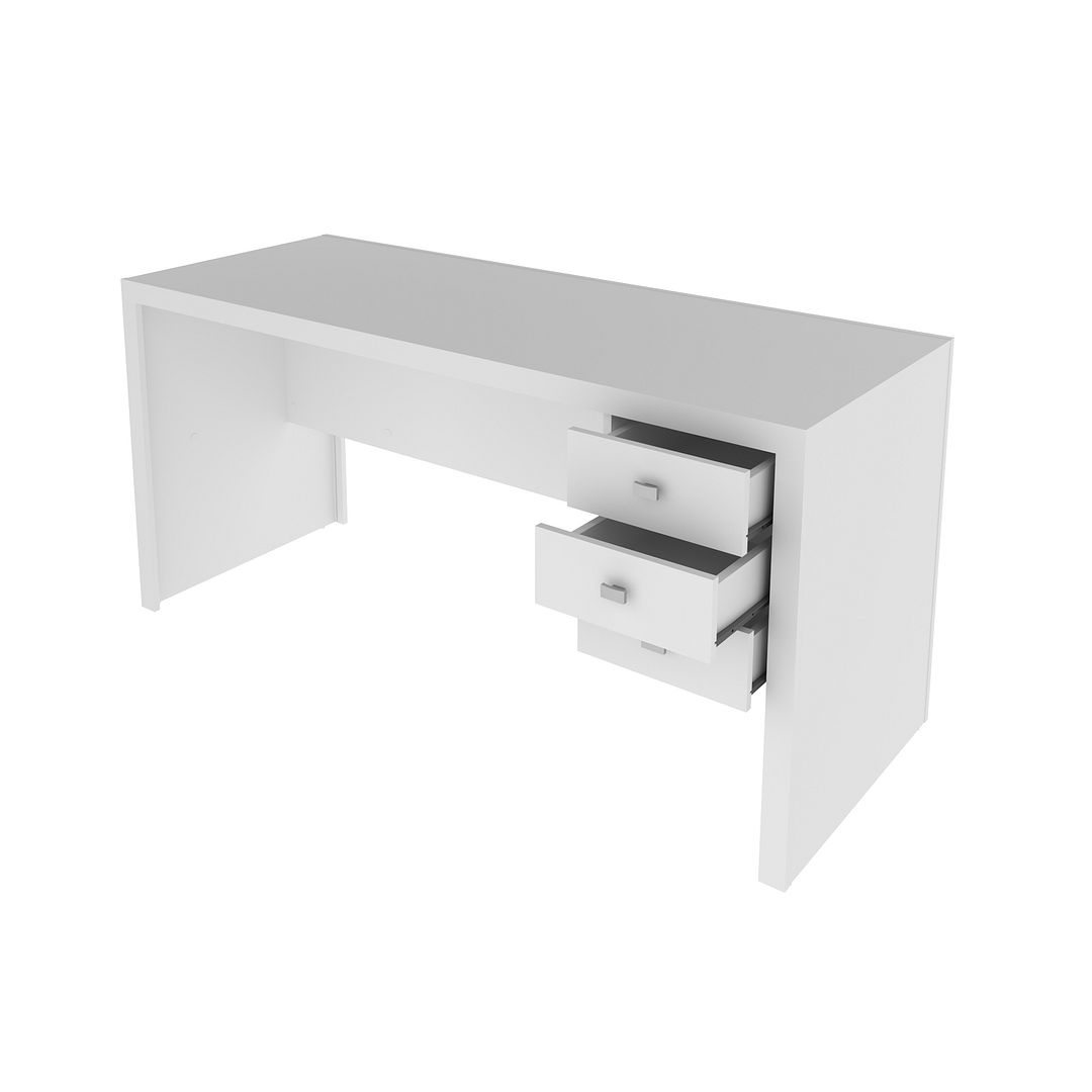Mesa para Escritório 155cm com 3 Gavetas Reversível MDP Branco Tecnomobili