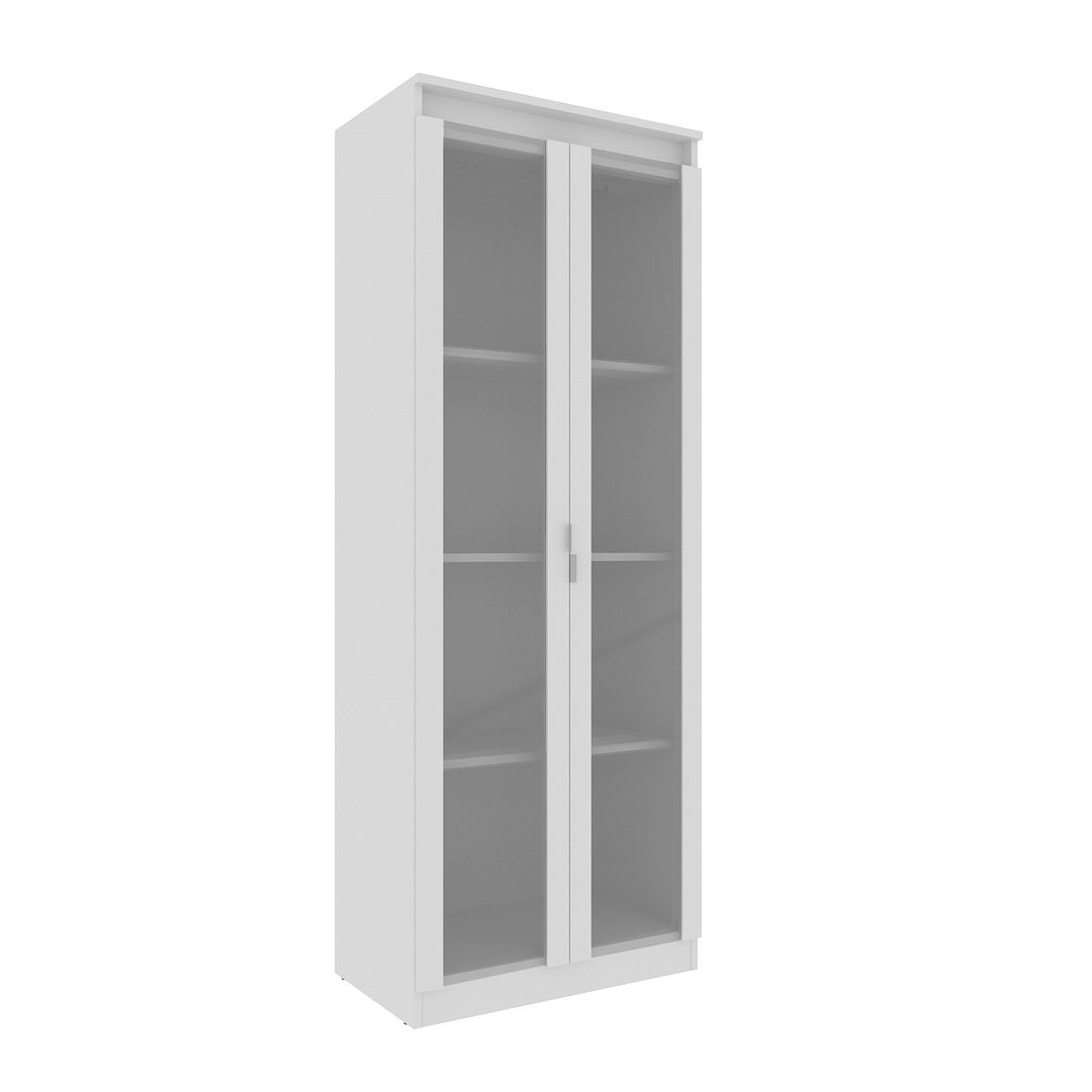 Armário Multiuso com 2 Portas de Vidro e 3 Prateleiras MDP Branco Tecnomobili