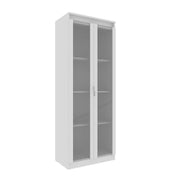 Armário Multiuso com 2 Portas de Vidro e 3 Prateleiras MDP Branco Tecnomobili