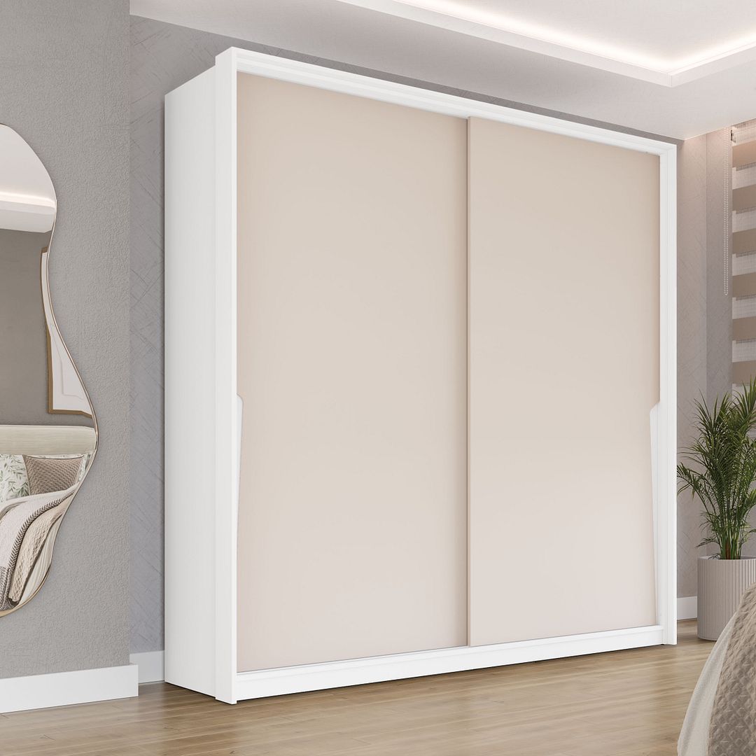 Guarda-Roupa 2 Portas De Correr 2 Gavetas 180cm Com Corrediça Telescópica Em Mdp/mdf Politorno