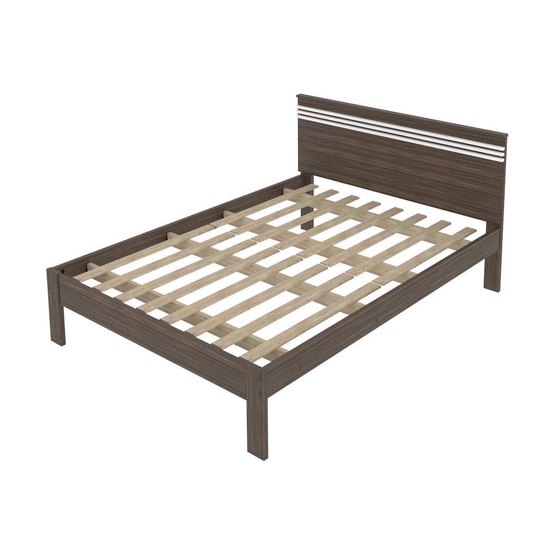 Cama de Casal Tradicional 138x188cm MDP Nogal/Branco Até 260kg Tecnomobili