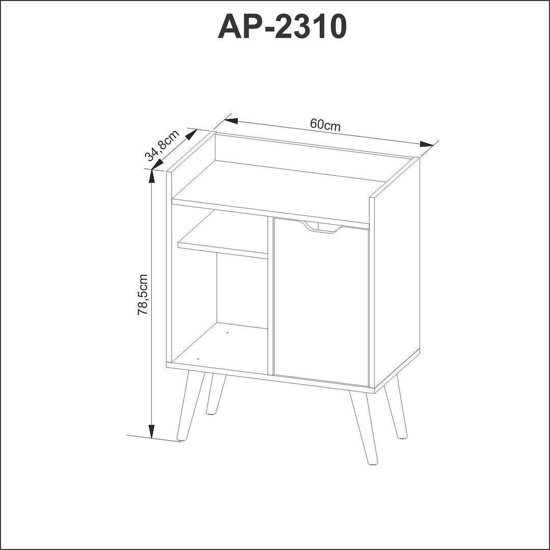 Aparador de Sala Bar/Café Multifuncional com 1 Porta MDP Branco Tecnomobili