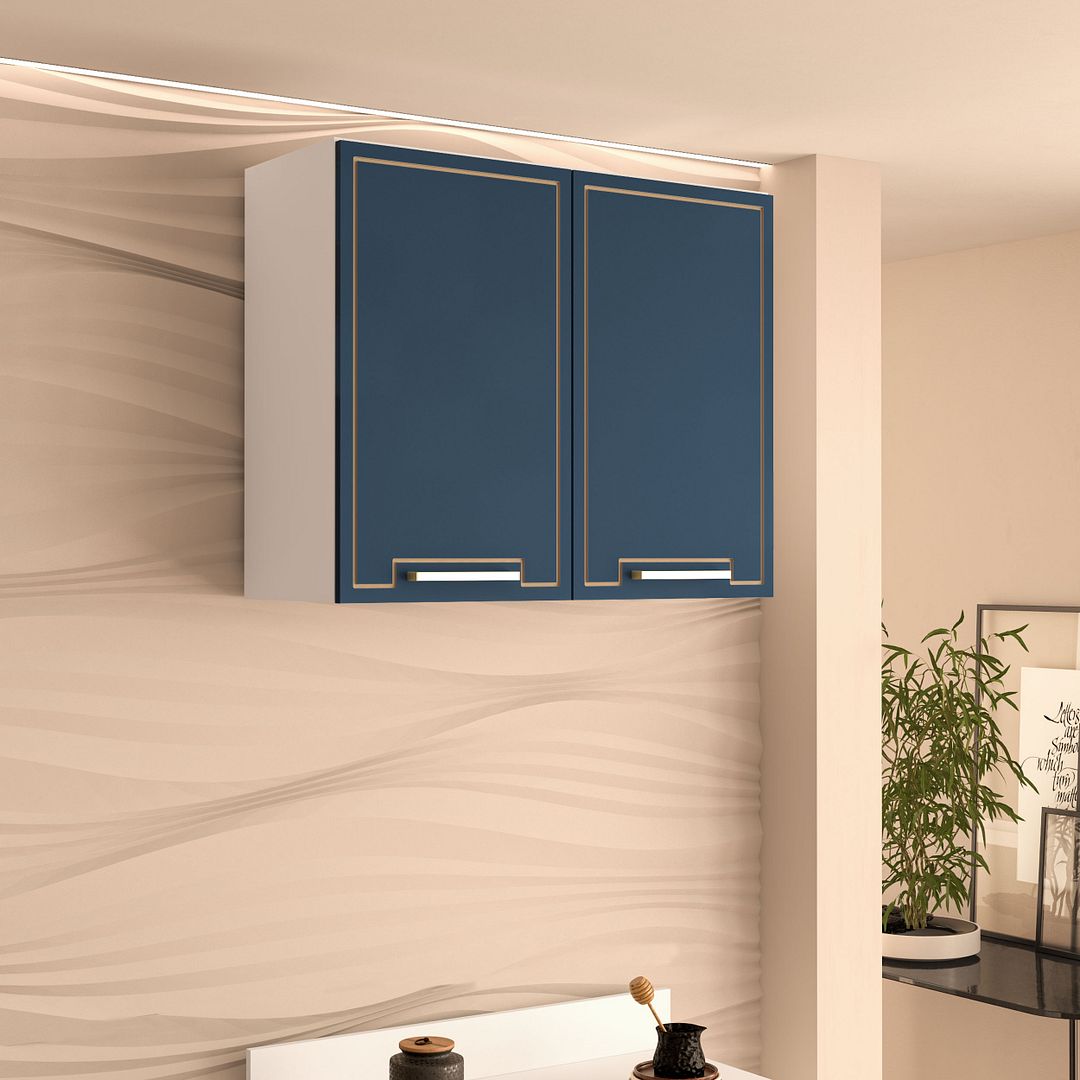 Armário Aéreo 2 Portas 80cm Com Detalhes Usinados Em Mdp/mdf Politorno