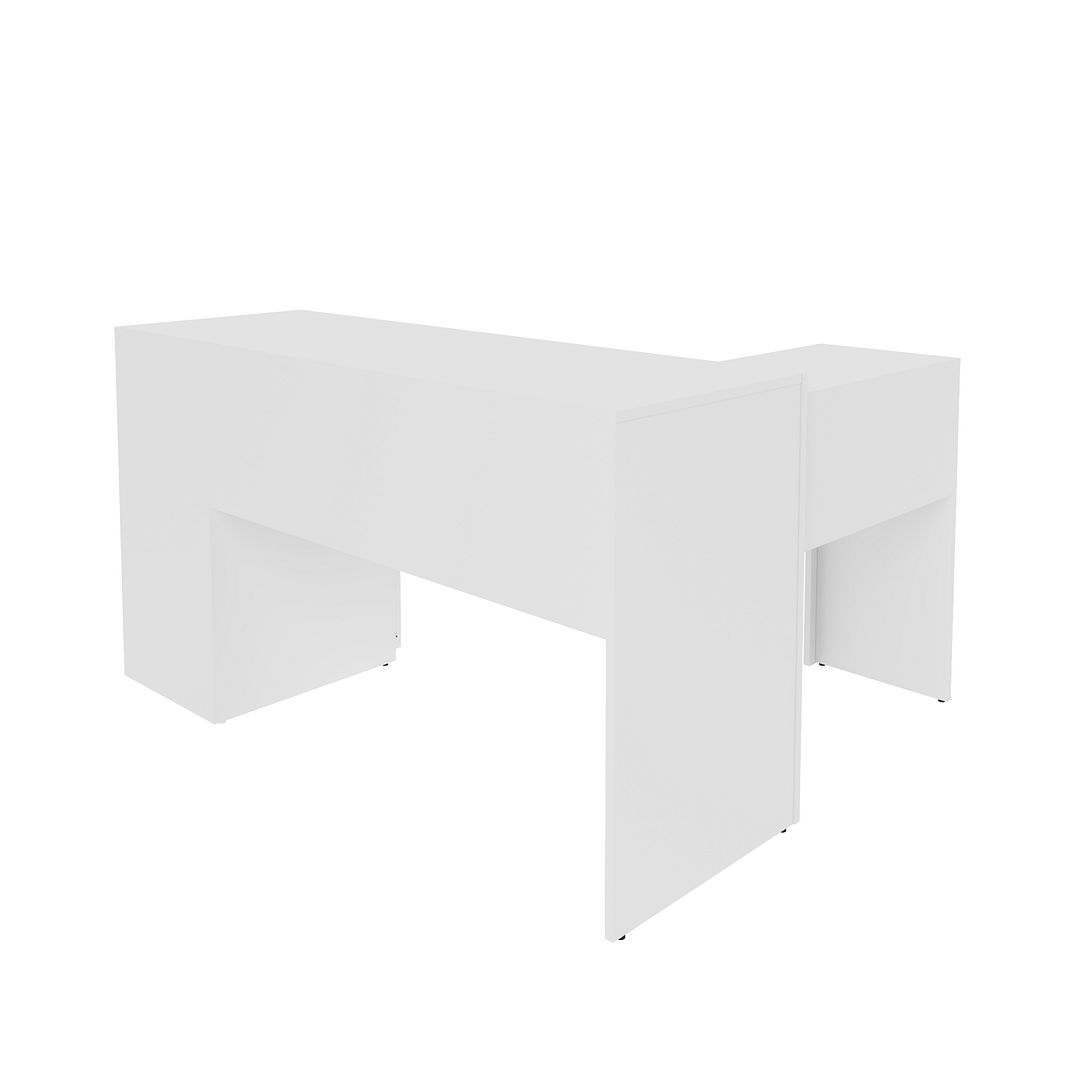 Mesa para Escritório com Apoio Lateral e 3 Gavetas MDP Branco Tecnomobili