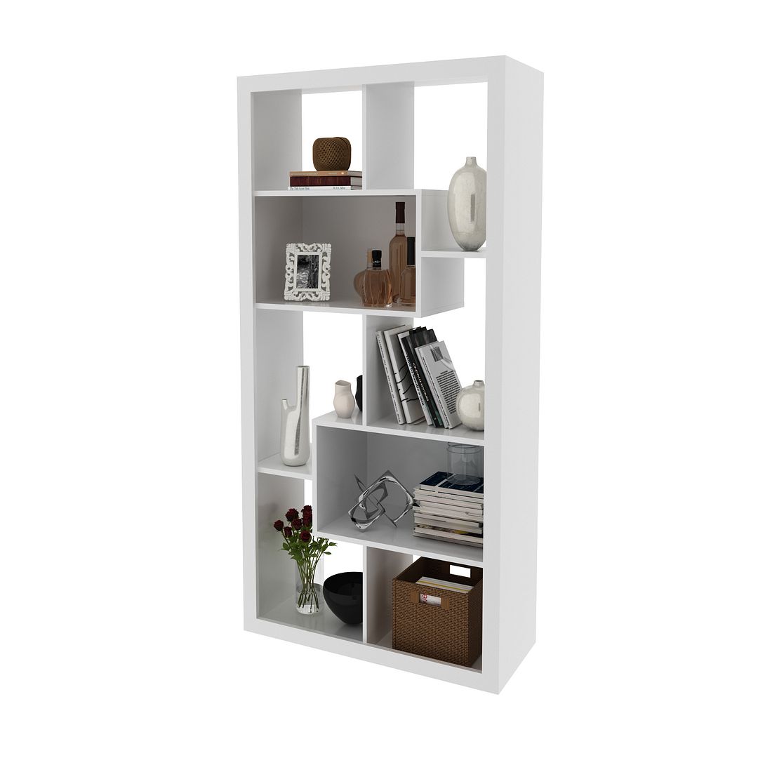 Estante Organizadora Livros para Sala com 8 Nichos/Prateleiras MDP Branco Tecnomobili