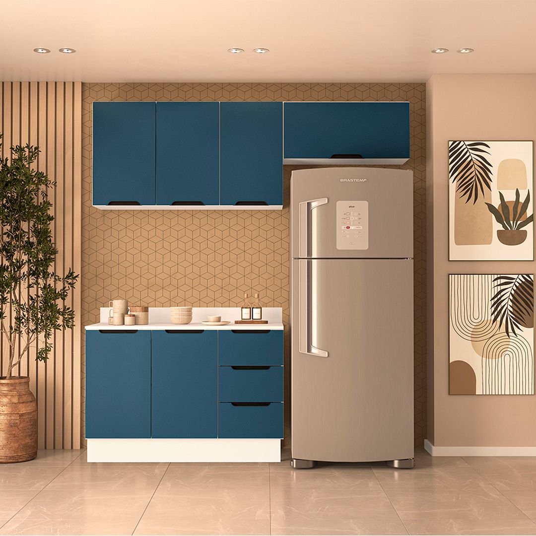 Cozinha Completa 3 Peças 225x200cm Com Design Compacto E Pintura Uv Em Mdp/mdf Politorno