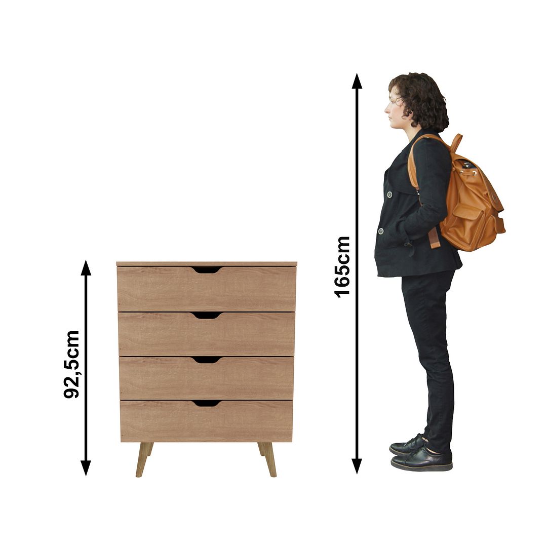 Cômoda Quarto com 4 Gavetas MDP Amêndoa Design Moderno Tecnomobili