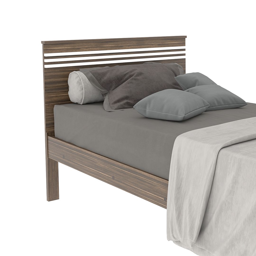 Cama de Solteiro Tradicional para Colchão de 88cm Nogal/Branco Até 130kg Tecnomobili