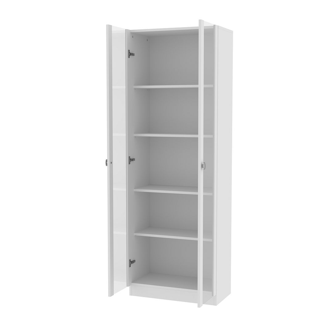 Cristaleira com 2 Portas de Vidro e 4 Prateleiras MDP Branco Tecnomobili