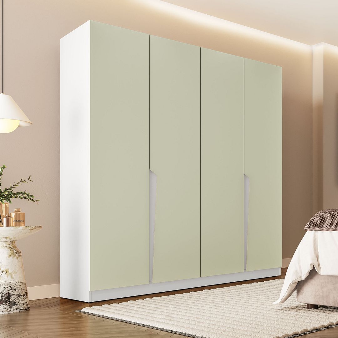 Guarda-Roupa 4 Portas 4 Gavetas 161cm Com Corrediça Telescópica Em Mdp/mdf Politorno