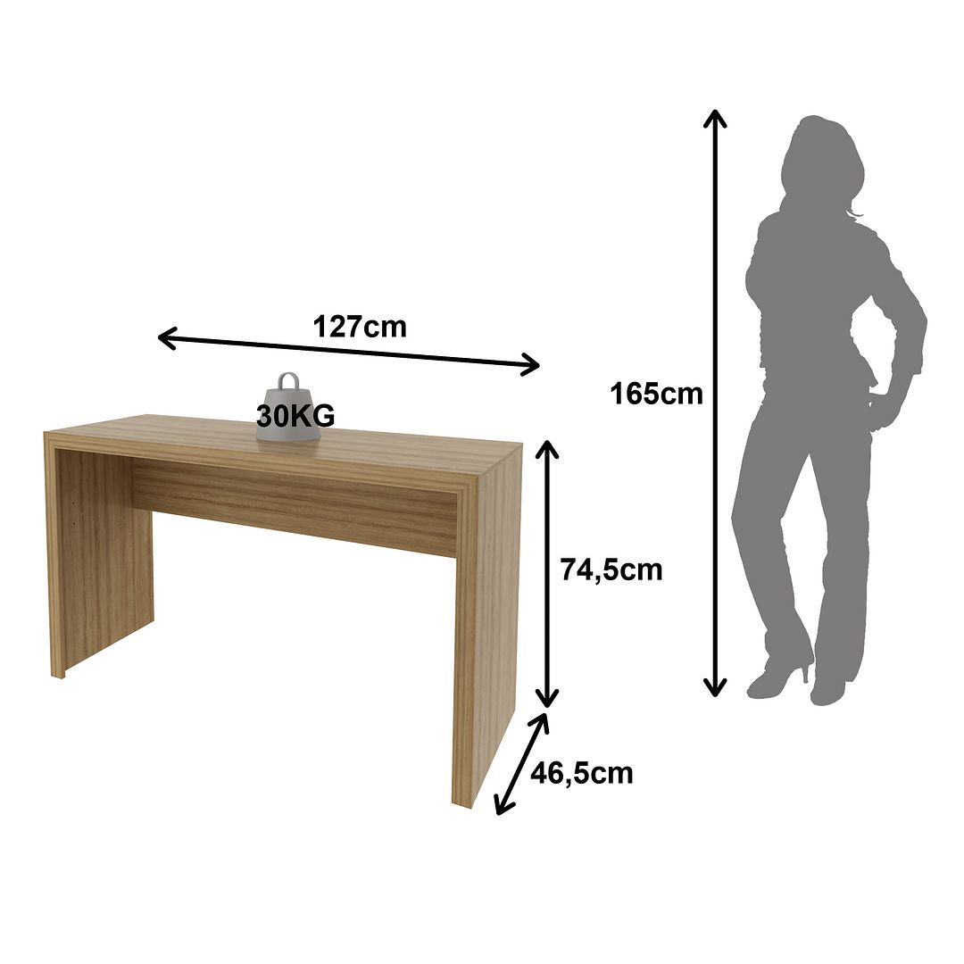 Conjunto de Escritório com Gaveteiro Rodinhas 3 Gavetas e Mesa 127cm MDP Amêndoa Tecnomobili