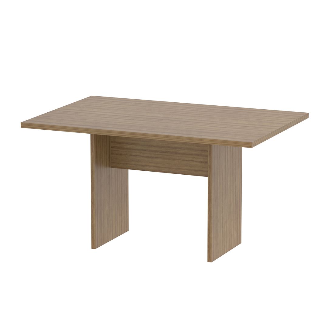 Conjunto de Escritório com Mesa de Reunião 136cm e Painel Suspenso até 42 Polegadas MDP Amendoa Tecnomobili