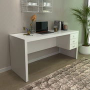 Mesa para Escritório 155cm com 3 Gavetas Reversível MDP Branco Tecnomobili