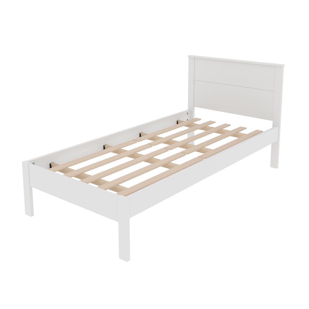 Cama de Solteiro Tradicional para Colchão 88cm MDP Branca Tecnomobili
