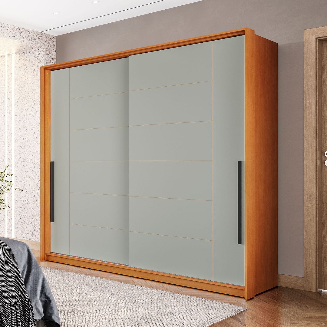 Guarda-Roupa 2 Portas De Correr 2 Gavetas 180cm Com Corrediça Telescópica Em Mdp/mdf Politorno