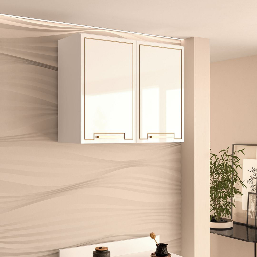 Armário Aéreo 2 Portas 80cm Com Detalhes Usinados Em Mdp/mdf Politorno