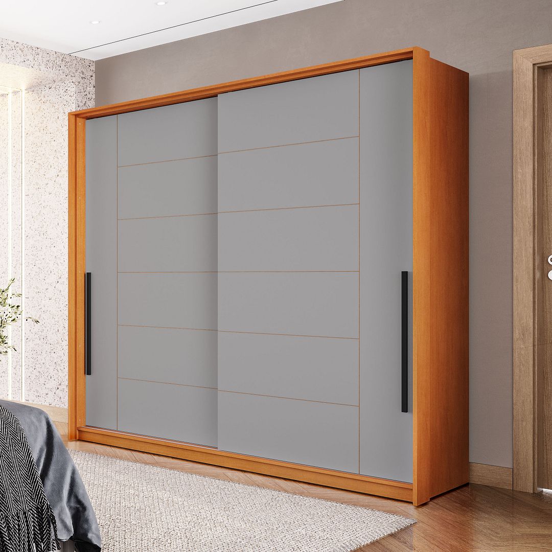 Guarda-Roupa 2 Portas De Correr 2 Gavetas 180cm Com Corrediça Telescópica Em Mdp/mdf Politorno