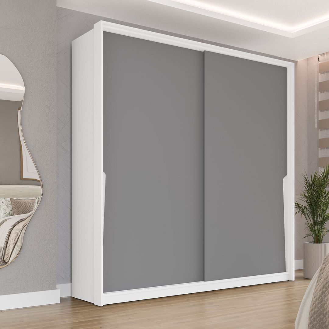 Guarda-Roupa 2 Portas De Correr 2 Gavetas 180cm Com Corrediça Telescópica Em Mdp/mdf Politorno