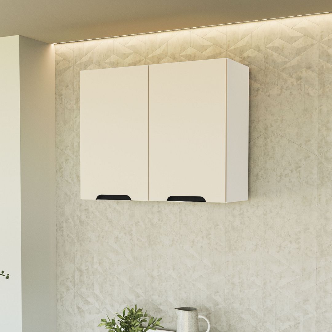 Armário Aéreo 2 Portas 80cm Com Acabamento Ff E Pintura Uv Em Mdp Politorno