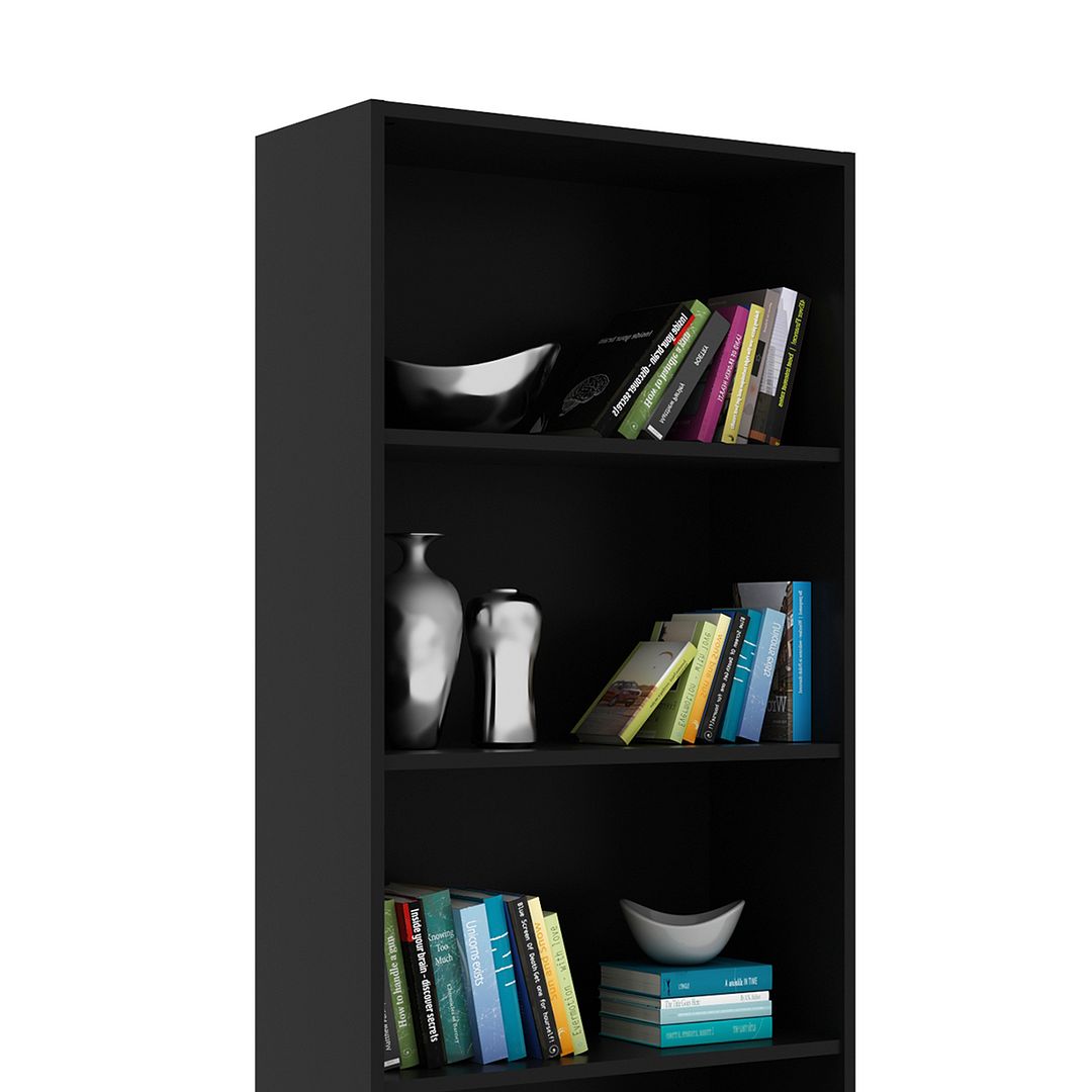 Conjunto de Escritório com Estante e Mesa Gamer 105cm com 1 Prateleira e Porta CPU Nicho Aberto MDP Preto Tecnomobili
