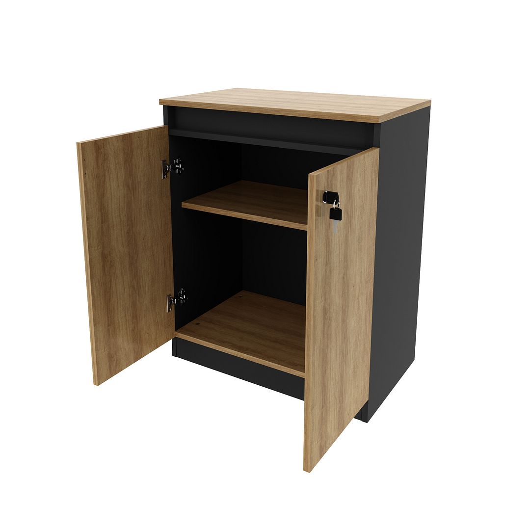 Conjunto de Escritório com Balcão 60cm , Armário 2 Portas e Chave e Gaveteiro MDP Tecnomobili