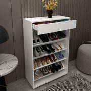 Sapateira Vertical Multiuso Organizadora com 1 Gaveta e 4 Prateleiras MDP Branco até 8 Pares Tecnomobili
