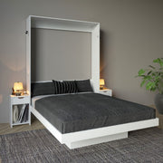 Cama Articulada Vertical Casal de Parede Com 2 Mesas de Cabeceira Nichos e Gavetas MDP Branco Até 240kg Tecnomobili