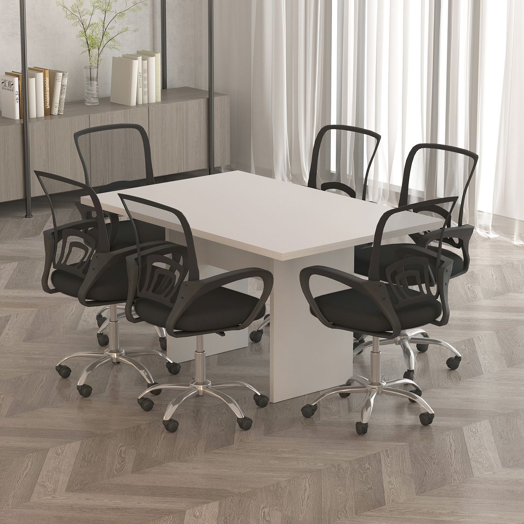 Mesa de Reunião para Escritório 136cm MDP Branco Tecnomobili