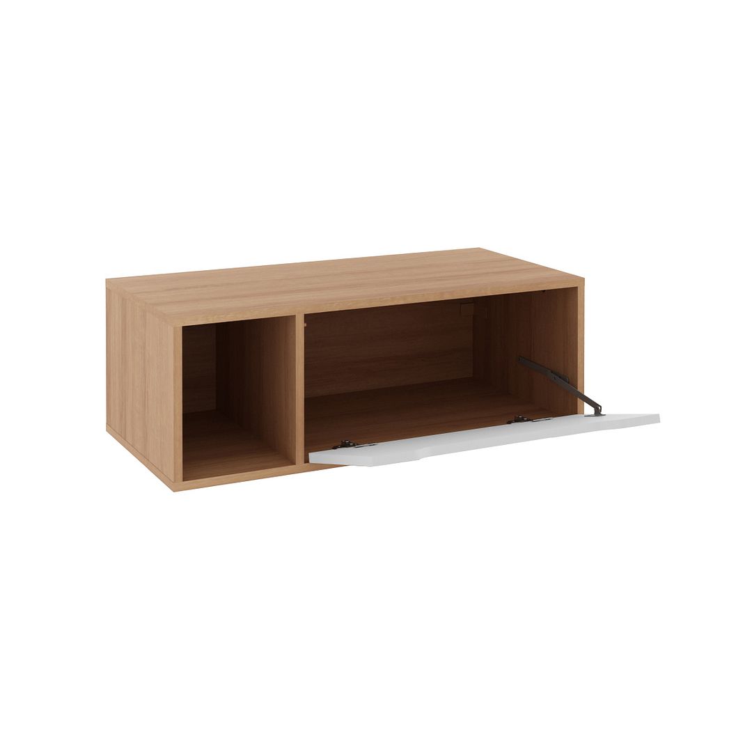 Balcão Gabinete para Banheiro Suspenso 80cm com 1 Porta e Nicho MDP Amêndoa/Branco Tecnomobili