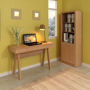 Conjunto de Escritório com Armário 2 Portas e Escrivaninha Cavalete 120cm com 2 Gavetas MDP Amêndoa Tecnomobili