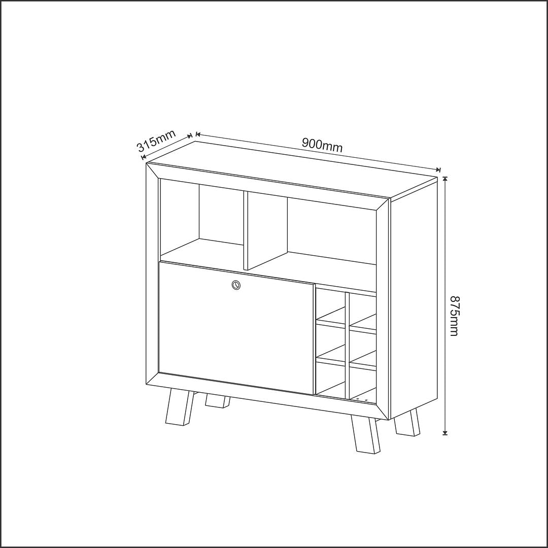 Adega Bar para 6 Garrafas com 1 Porta MDP Branco Tecnomobili